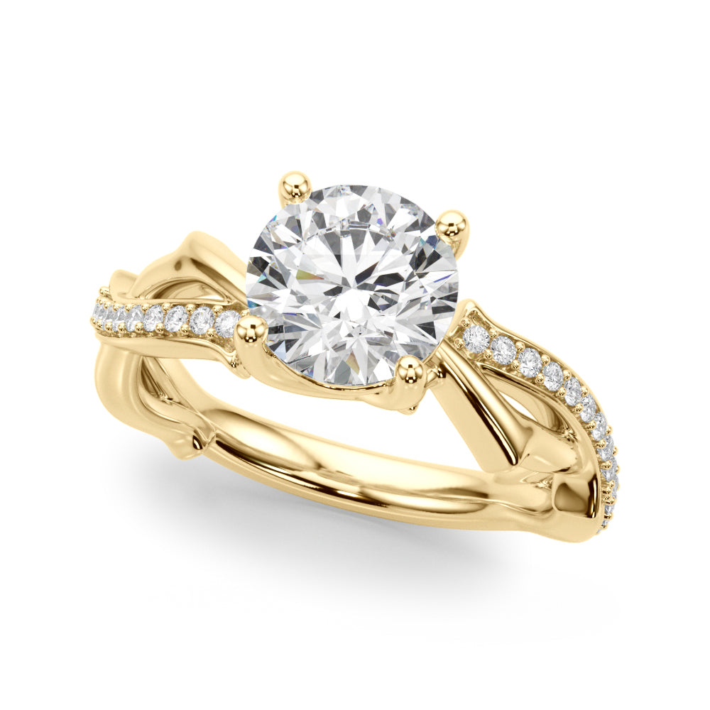 Round Twisted Shank Lab Grown Diamond Engagement Ring - VS1 D/E/F | 14K & 18K Gold | 14K White Gold | Round Lab Diamond | Picasso Gold & Diamond Chicago