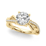 Round Twisted Shank Lab Grown Diamond Engagement Ring - VS1 D/E/F | 14K & 18K Gold | 14K White Gold | Round Lab Diamond | Picasso Gold & Diamond Chicago