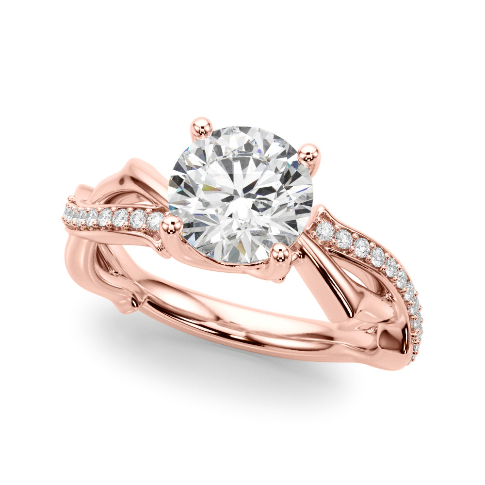 Round Twisted Shank Lab Grown Diamond Engagement Ring - VS1 D/E/F | 14K & 18K Gold | 14K White Gold | Round Lab Diamond | Picasso Gold & Diamond Chicago