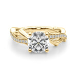 Round Twisted Shank Lab Grown Diamond Engagement Ring - VS1 D/E/F | 14K & 18K Gold | 14K Yellow Gold | Round Lab Diamond | Picasso Gold & Diamond Chicago