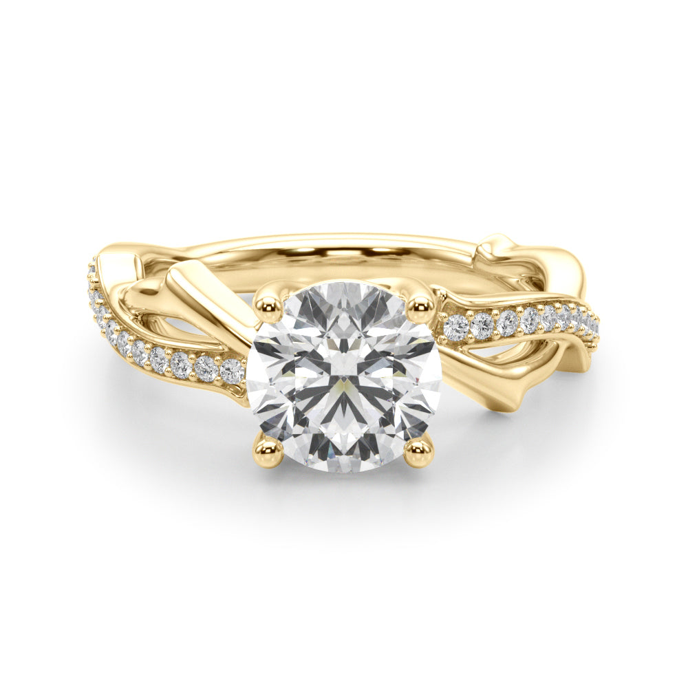 Round Twisted Shank Lab Grown Diamond Engagement Ring - VS1 D/E/F | 14K & 18K Gold | 14K Yellow Gold | Round Lab Diamond | Picasso Gold & Diamond Chicago