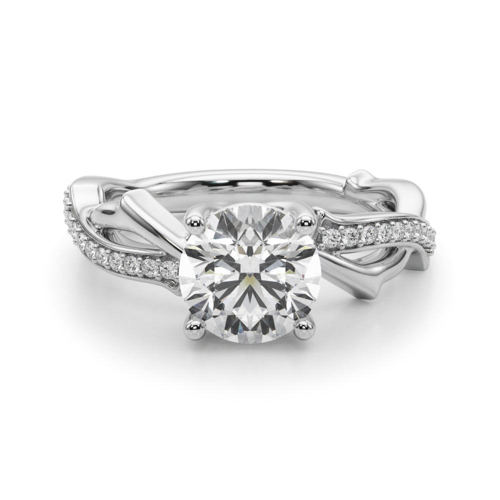 Round Twisted Shank Lab Grown Diamond Engagement Ring - VS1 D/E/F | 14K & 18K Gold | 14K Yellow Gold | Round Lab Diamond | Picasso Gold & Diamond Chicago