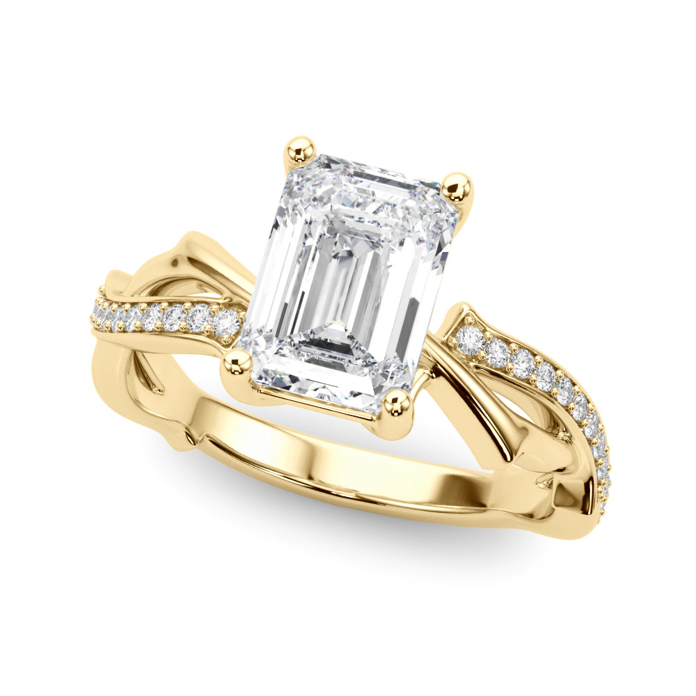 Round Twisted Shank Lab Grown Diamond Engagement Ring - VS1 D/E/F | 14K & 18K Gold | 18K Yellow Gold | Round Lab Diamond | Picasso Gold & Diamond Chicago