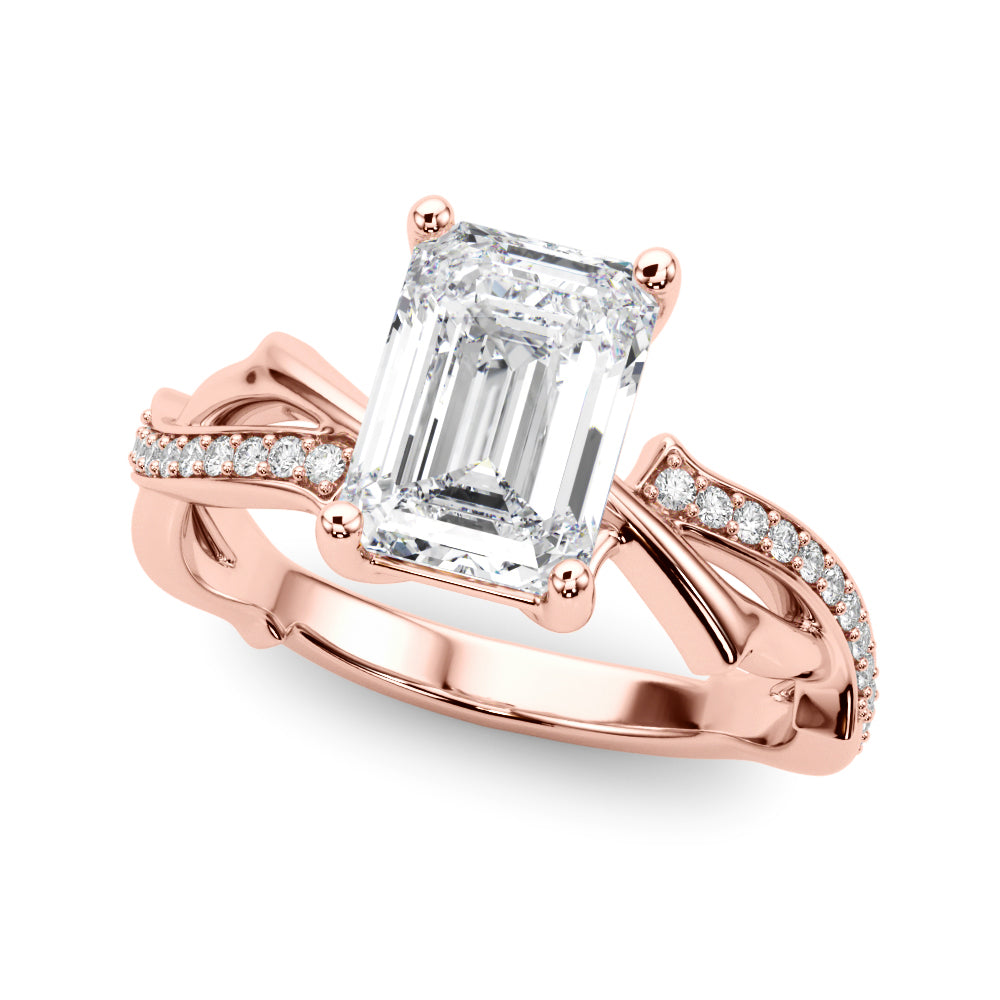 Round Twisted Shank Lab Grown Diamond Engagement Ring - VS1 D/E/F | 14K & 18K Gold | 18K Yellow Gold | Round Lab Diamond | Picasso Gold & Diamond Chicago