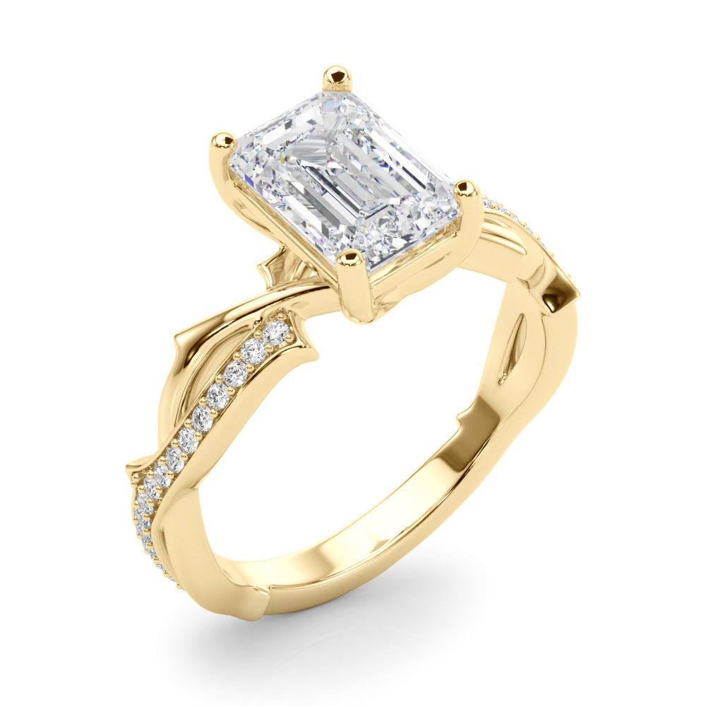 Round Twisted Shank Lab Grown Diamond Engagement Ring - VS1 D/E/F | 14K & 18K Gold | 18K Yellow Gold | Round Lab Diamond | Picasso Gold & Diamond Chicago