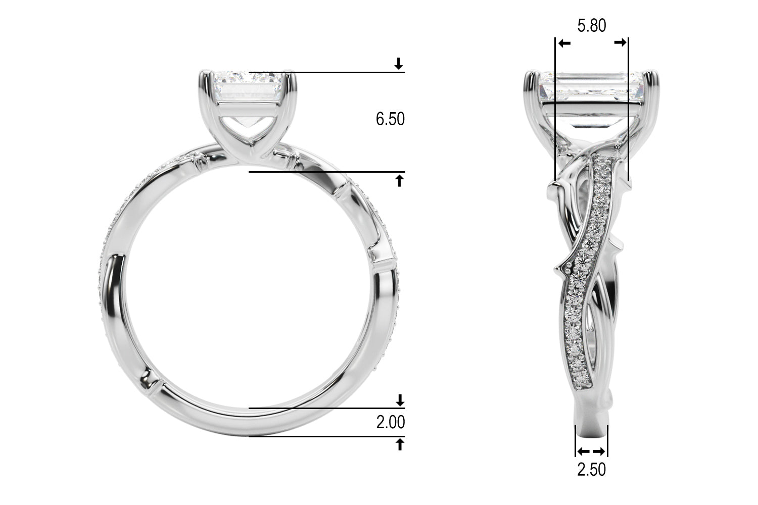 Round Twisted Shank Lab Grown Diamond Engagement Ring - VS1 D/E/F | 14K & 18K Gold | Lab Grown Diamond Engagement Ring | Picasso Gold & Diamond | Chicago