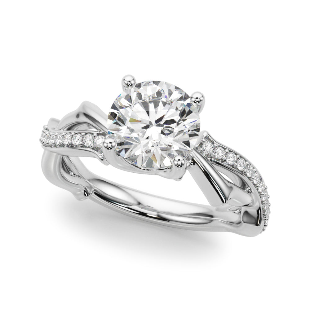 Round Twisted Shank Lab Grown Diamond Engagement Ring - VS1 D/E/F | 14K & 18K Gold | 14K White Gold | Round Lab Diamond | Picasso Gold & Diamond Chicago