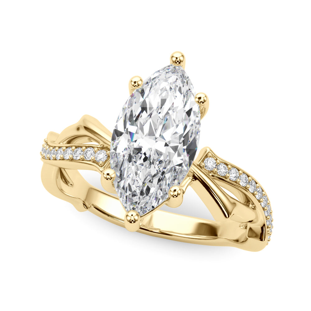 Round Twisted Shank Lab Grown Diamond Engagement Ring - VS1 D/E/F | 14K & 18K Gold | Lab Grown Diamond Engagement Ring | Picasso Gold & Diamond | Chicago