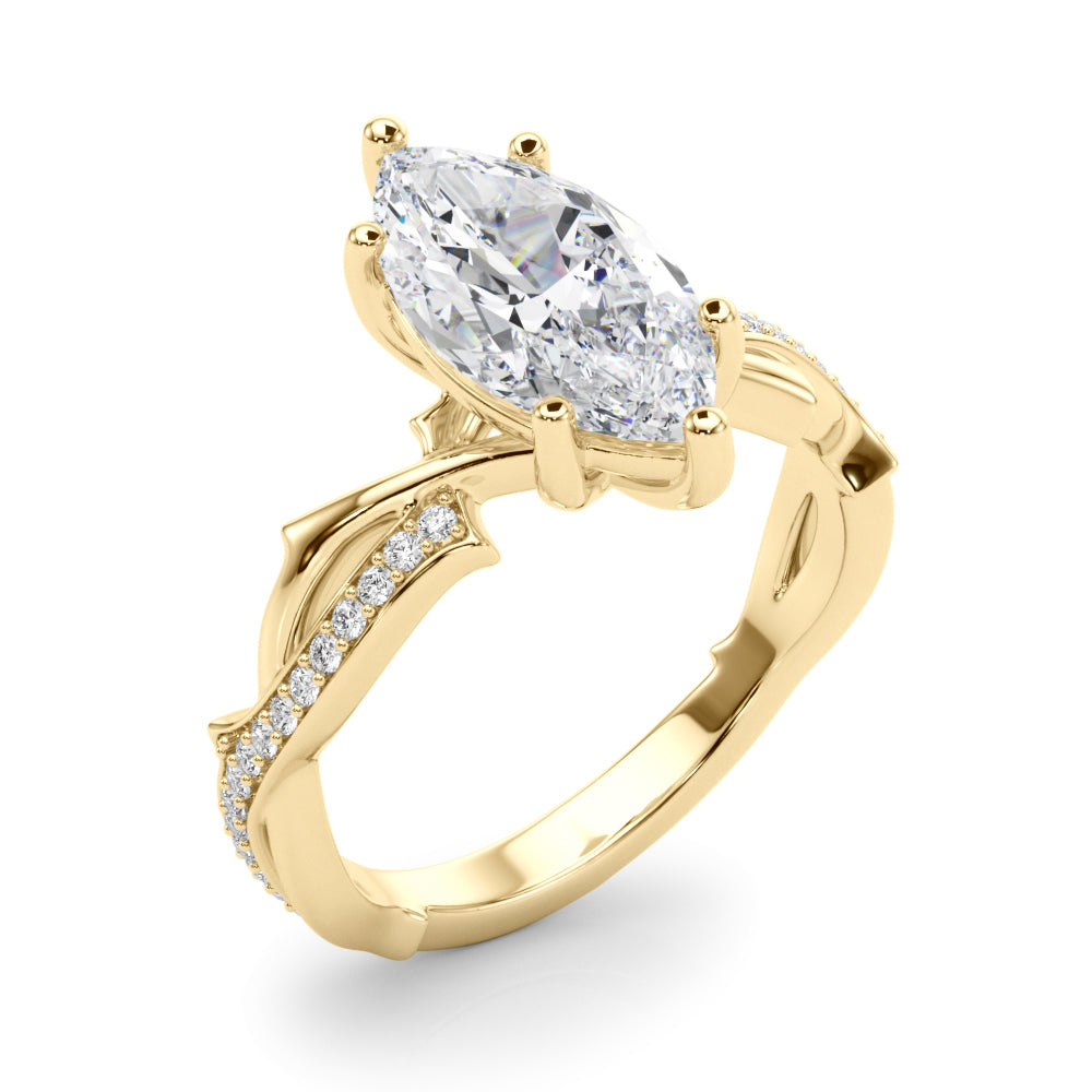 Round Twisted Shank Lab Grown Diamond Engagement Ring - VS1 D/E/F | 14K & 18K Gold | Lab Grown Diamond Engagement Ring | Picasso Gold & Diamond | Chicago