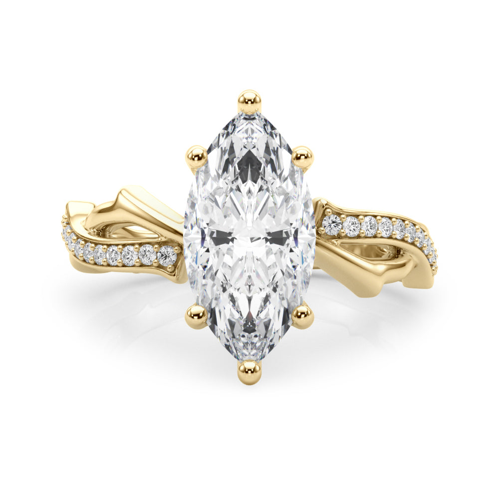 Round Twisted Shank Lab Grown Diamond Engagement Ring - VS1 D/E/F | 14K & 18K Gold | Lab Grown Diamond Engagement Ring | Picasso Gold & Diamond | Chicago