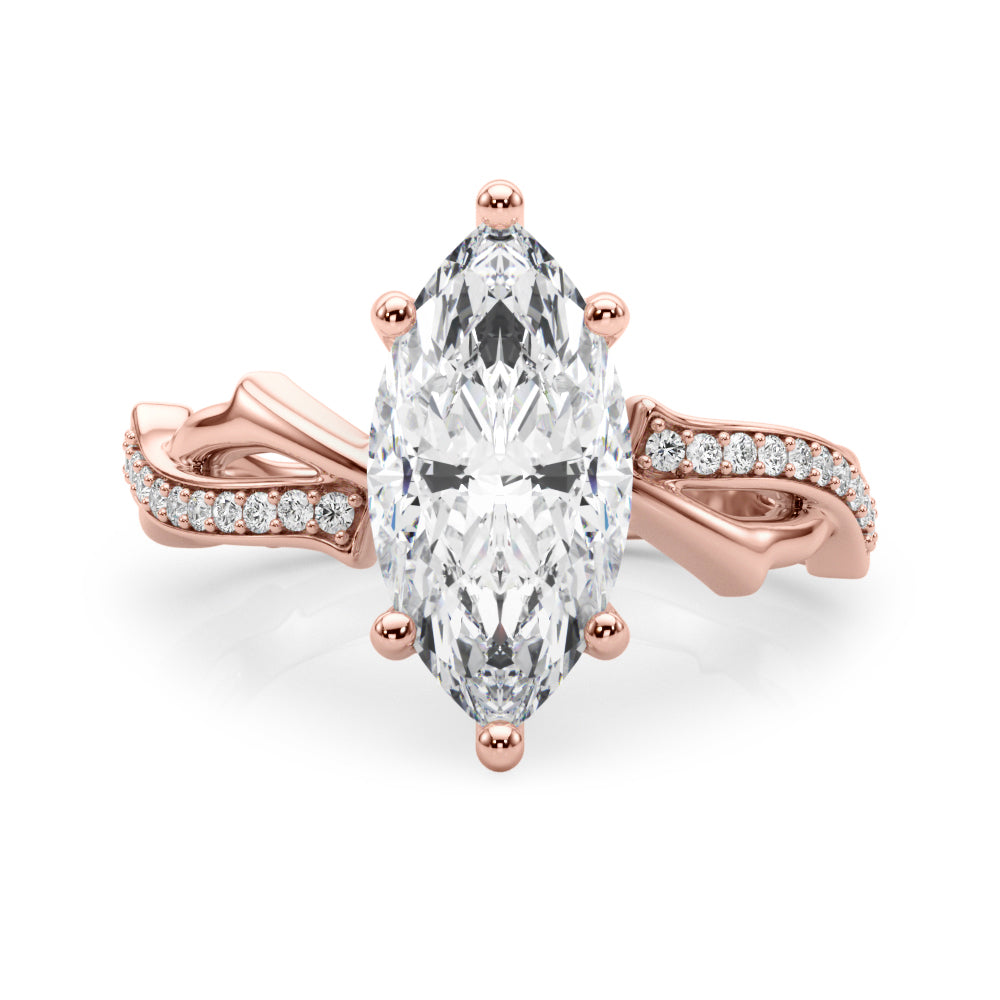 Round Twisted Shank Lab Grown Diamond Engagement Ring - VS1 D/E/F | 14K & 18K Gold | Lab Grown Diamond Engagement Ring | Picasso Gold & Diamond | Chicago