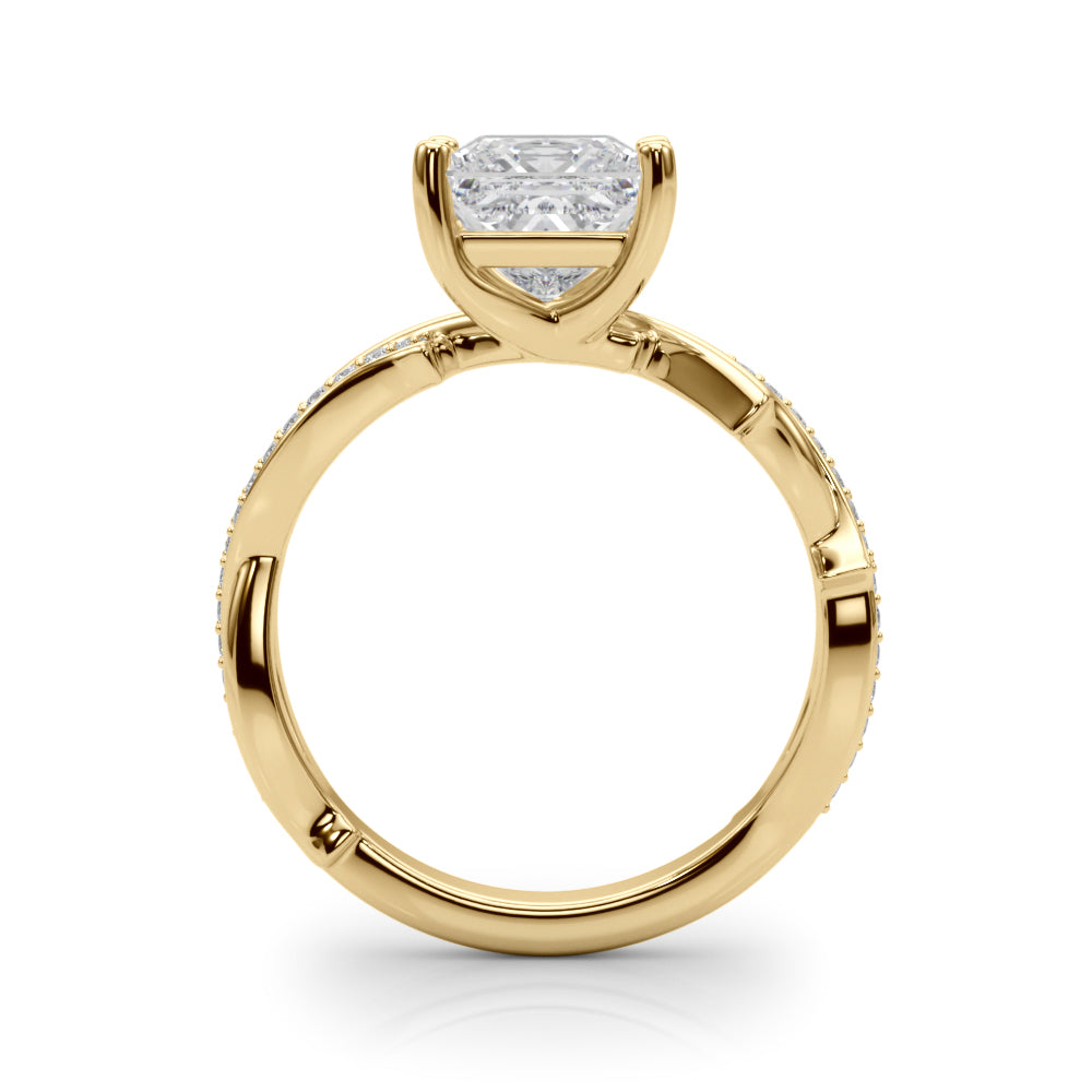 Round Twisted Shank Lab Grown Diamond Engagement Ring - VS1 D/E/F | 14K & 18K Gold | 14K Yellow Gold | Round Lab Diamond | Picasso Gold & Diamond Chicago