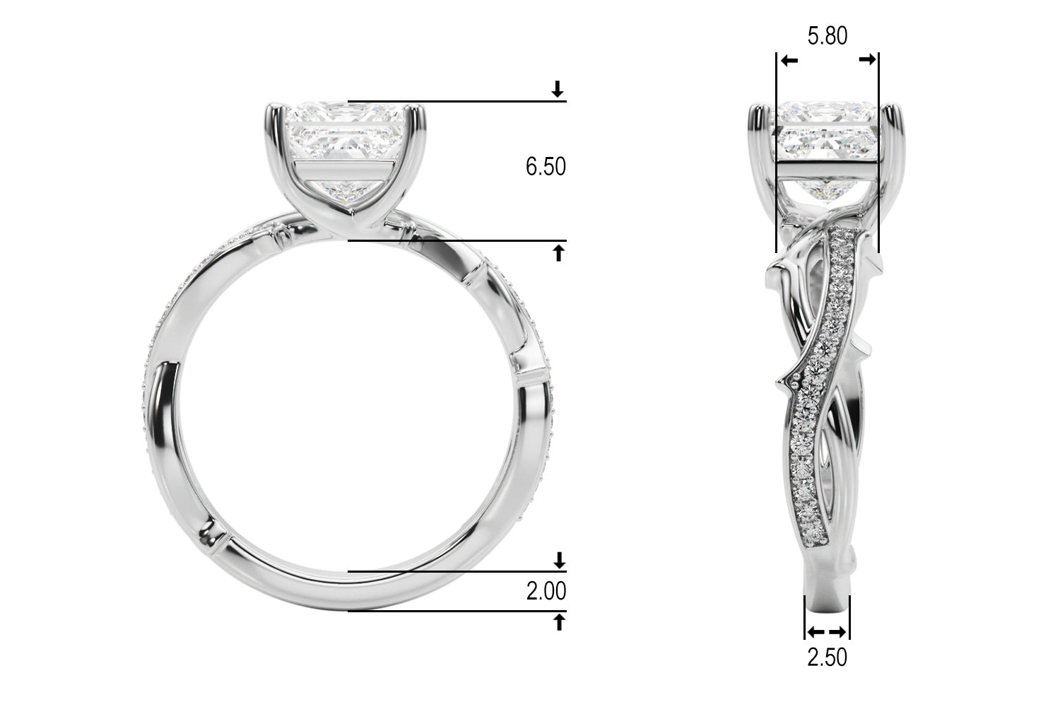 Round Twisted Shank Lab Grown Diamond Engagement Ring - VS1 D/E/F | 14K & 18K Gold | 18K Yellow Gold | Round Lab Diamond | Picasso Gold & Diamond Chicago