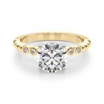 Round Single Row Lab Grown Diamond Engagement Ring - VS1 D/E/F | 14K & 18K Gold | 14K Yellow Gold | Round Lab Diamond | Picasso Gold & Diamond Chicago