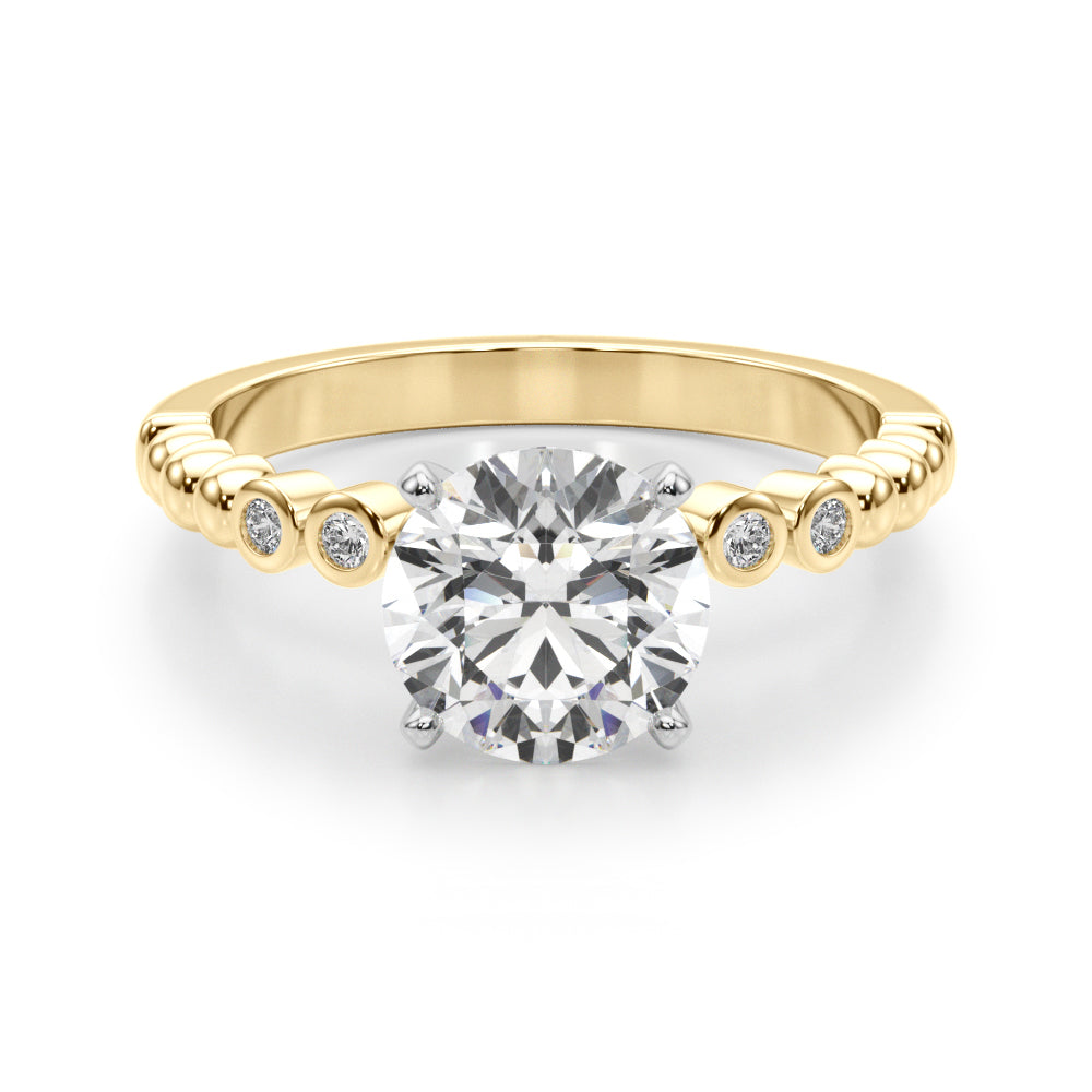 Round Single Row Lab Grown Diamond Engagement Ring - VS1 D/E/F | 14K & 18K Gold | 14K Yellow Gold | Round Lab Diamond | Picasso Gold & Diamond Chicago