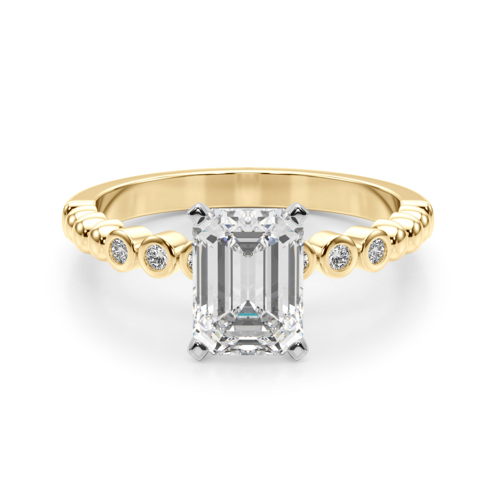 Round Single Row Lab Grown Diamond Engagement Ring - VS1 D/E/F | 14K & 18K Gold | 18K Yellow Gold | Round Lab Diamond | Picasso Gold & Diamond Chicago