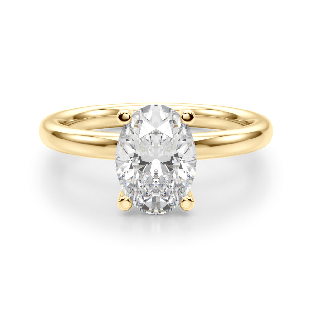 Oval Lab Diamond Solitaire Engagement Ring in 14K Gold