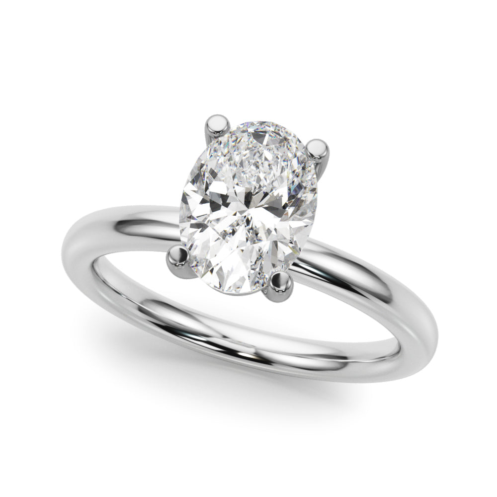 Oval Lab Diamond Solitaire Engagement Ring in 14K Gold