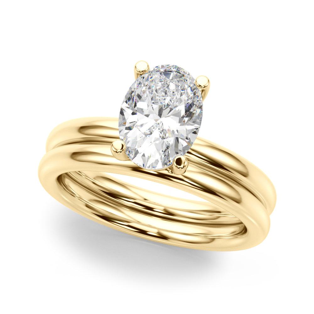 Oval Solitaire Lab Grown Diamond Engagement Ring - VS1 D/E/F | 14K & 18K Gold | 14K Yellow Gold | Oval Lab Diamond | Picasso Gold & Diamond Chicago