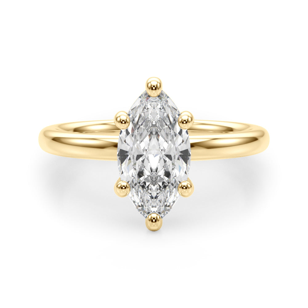 Marquise Solitaire Lab Grown Diamond Engagement Ring - VS1 D/E/F | 14K & 18K Gold | 14K White Gold | Marquise Lab Diamond | Picasso Gold & Diamond Chicago
