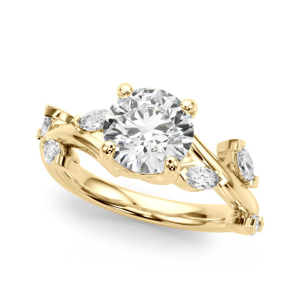Round Twisted Shank Lab Grown Diamond Engagement Ring - VS1 D/E/F | 14K & 18K Gold | 14K White Gold | Round Lab Diamond | Picasso Gold & Diamond Chicago