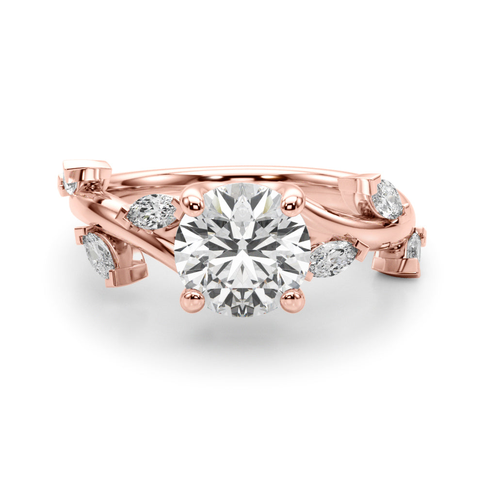 Round Twisted Shank Lab Grown Diamond Engagement Ring - VS1 D/E/F | 14K & 18K Gold | 14K Yellow Gold | Round Lab Diamond | Picasso Gold & Diamond Chicago