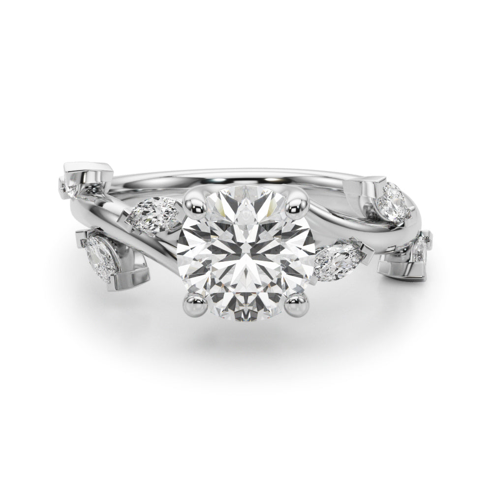 Round Twisted Shank Lab Grown Diamond Engagement Ring - VS1 D/E/F | 14K & 18K Gold | 14K Yellow Gold | Round Lab Diamond | Picasso Gold & Diamond Chicago