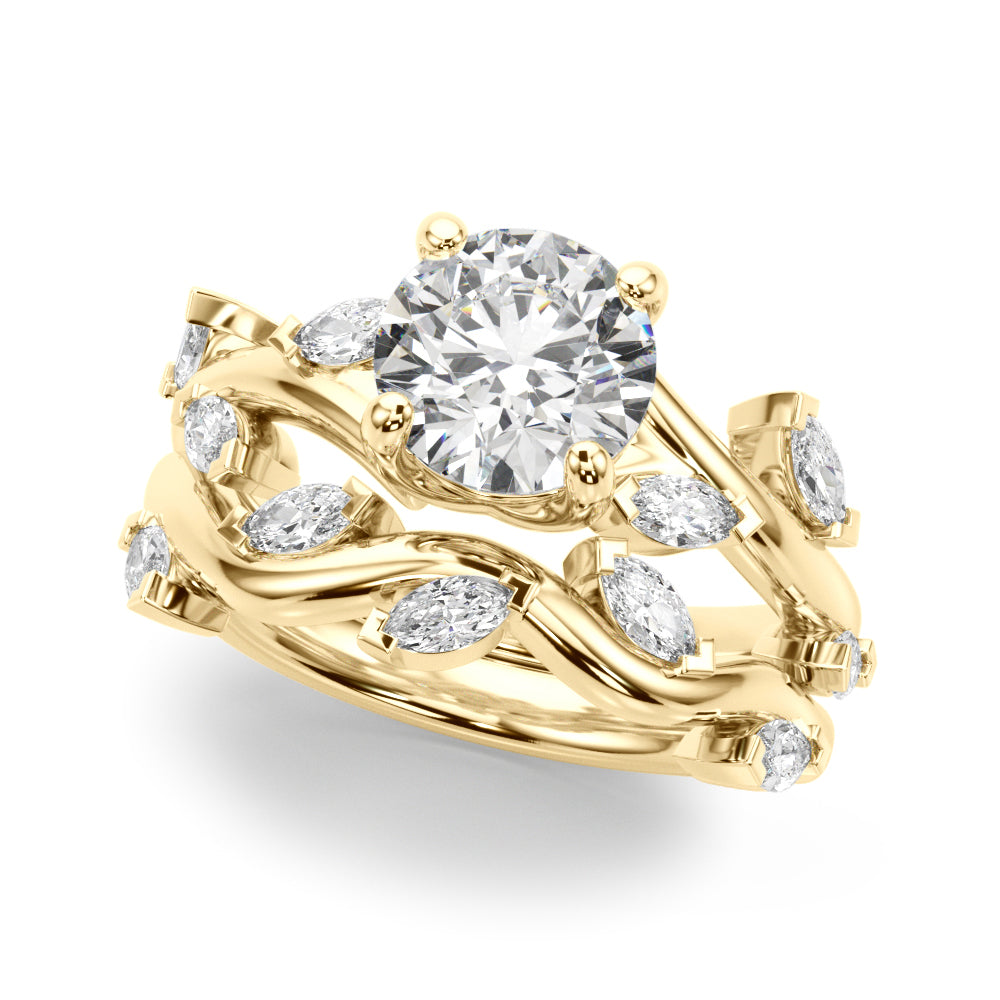 Round Twisted Shank Lab Grown Diamond Engagement Ring - VS1 D/E/F | 14K & 18K Gold | 14K Yellow Gold | Round Lab Diamond | Picasso Gold & Diamond Chicago