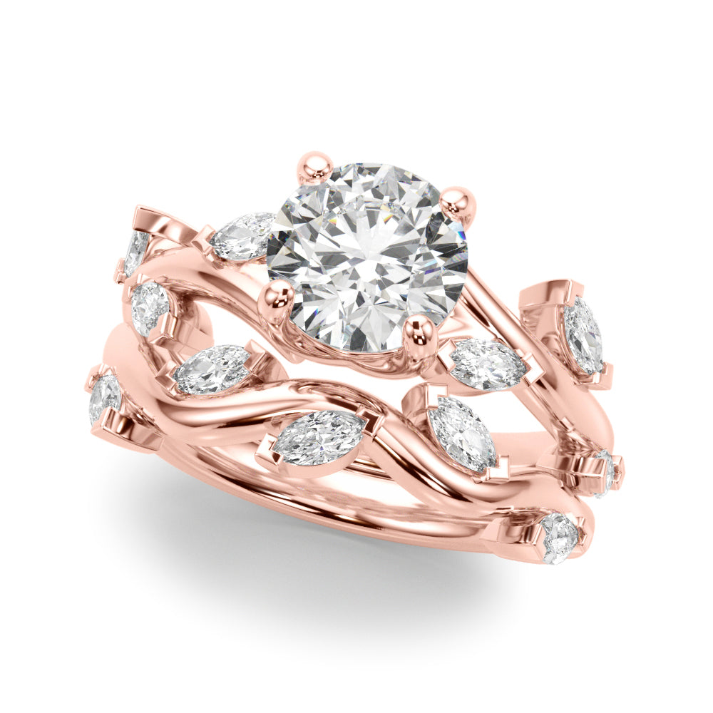 Round Twisted Shank Lab Grown Diamond Engagement Ring - VS1 D/E/F | 14K & 18K Gold | 14K Yellow Gold | Round Lab Diamond | Picasso Gold & Diamond Chicago