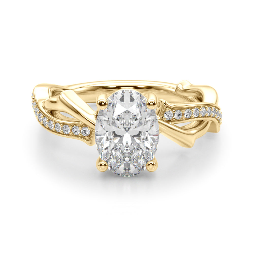 Oval Twisted Shank Lab Grown Diamond Engagement Ring - VS1 D/E/F | 14K & 18K Gold | 14K White Gold | Oval Lab Diamond | Picasso Gold & Diamond Chicago