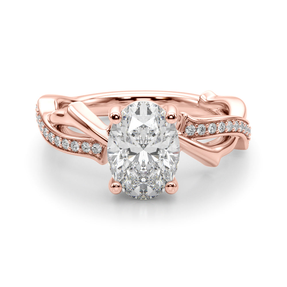 Oval Twisted Shank Lab Grown Diamond Engagement Ring - VS1 D/E/F | 14K & 18K Gold | 14K Yellow Gold | Oval Lab Diamond | Picasso Gold & Diamond Chicago