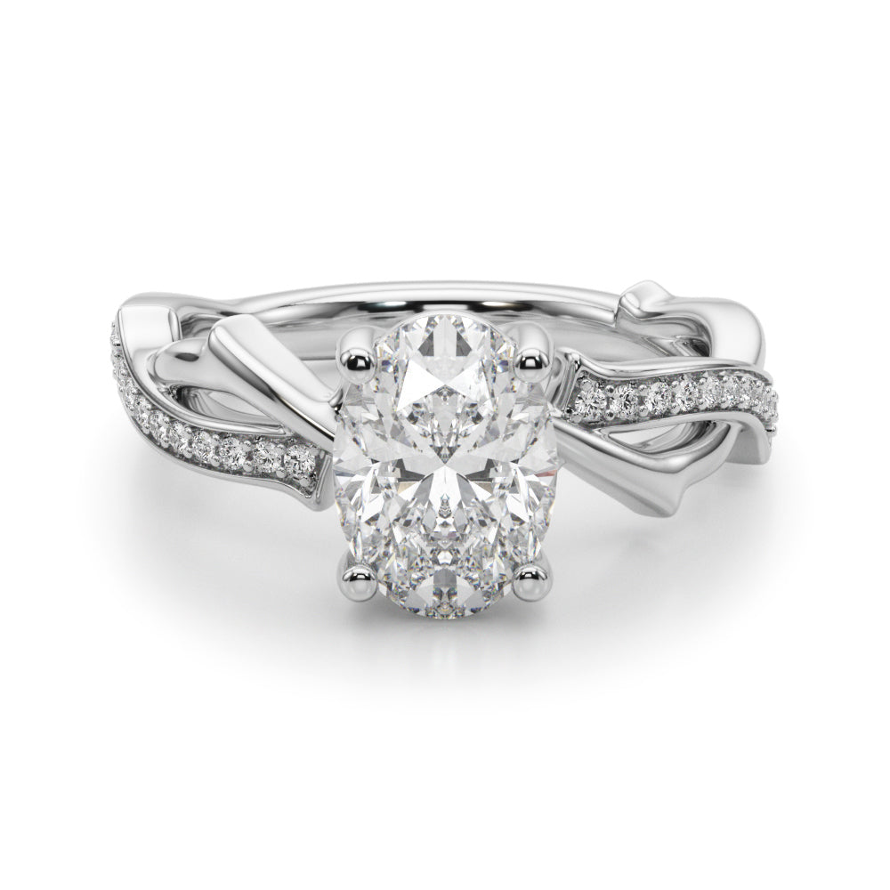 Oval Twisted Shank Lab Grown Diamond Engagement Ring - VS1 D/E/F | 14K & 18K Gold | 14K Yellow Gold | Oval Lab Diamond | Picasso Gold & Diamond Chicago