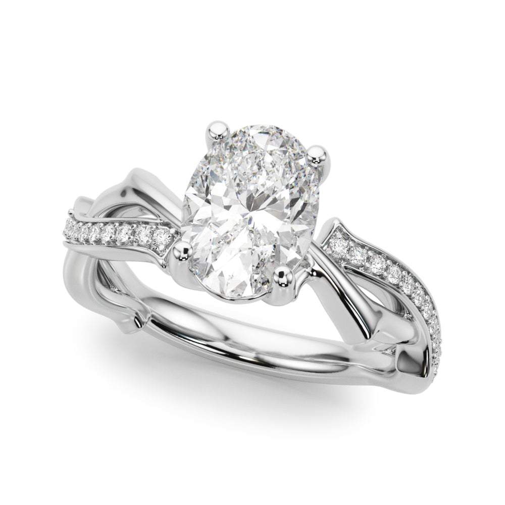 Oval Twisted Shank Lab Grown Diamond Engagement Ring - VS1 D/E/F | 14K & 18K Gold | 14K White Gold | Oval Lab Diamond | Picasso Gold & Diamond Chicago