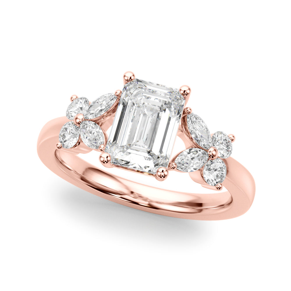 Emerald Cut Nature Inspired Lab Grown Diamond Engagement Ring - VS1 D/E/F | 14K & 18K Gold | 14K White Gold | Emerald Cut Lab Diamond | Picasso Gold & Diamond Chicago