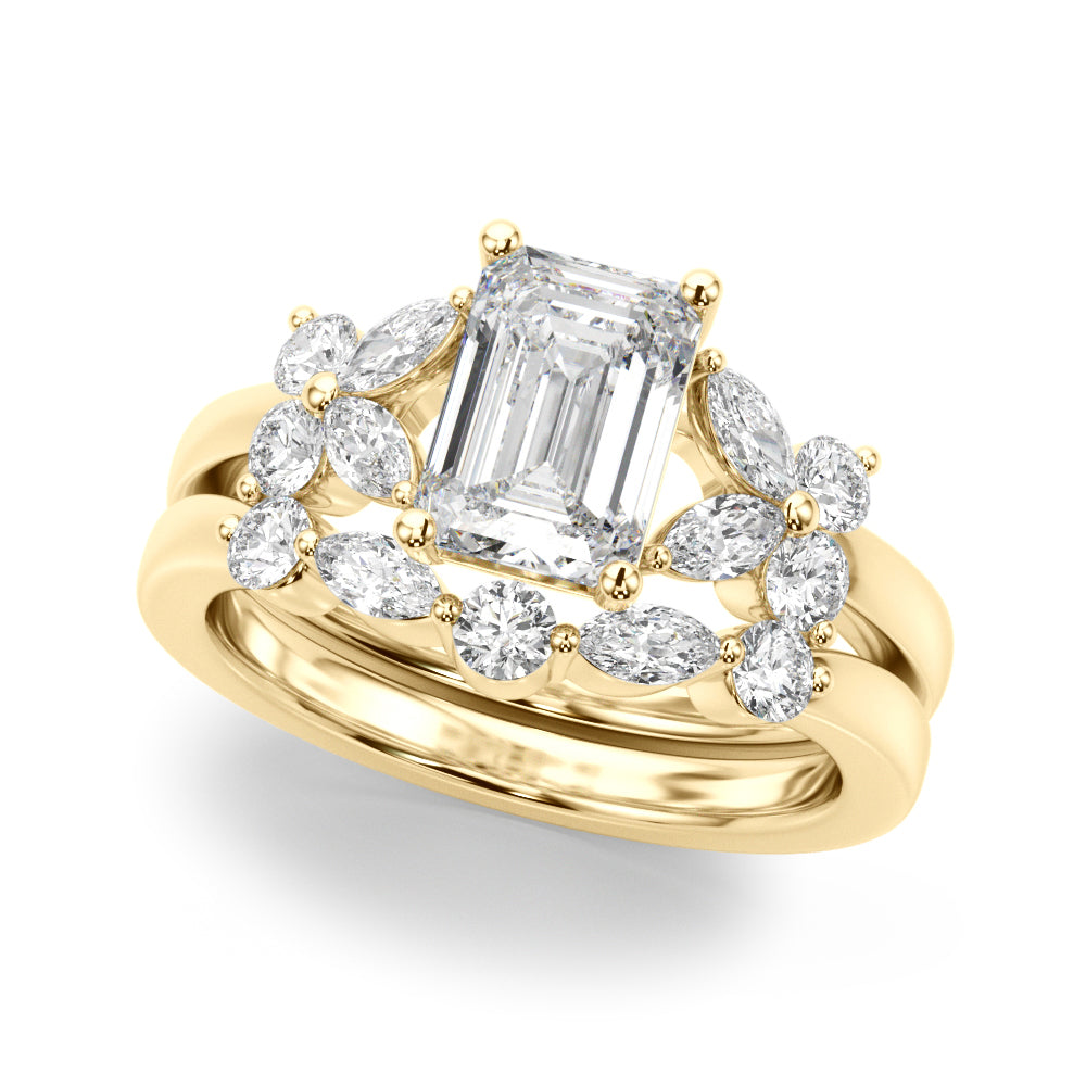 Emerald Cut Nature Inspired Lab Grown Diamond Engagement Ring - VS1 D/E/F | 14K & 18K Gold | 14K White Gold | Emerald Cut Lab Diamond | Picasso Gold & Diamond Chicago