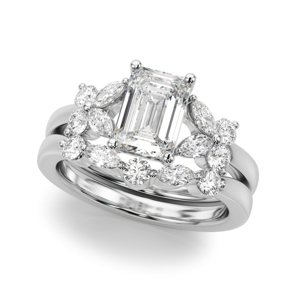 Emerald Cut Nature Inspired Lab Grown Diamond Engagement Ring - VS1 D/E/F | 14K & 18K Gold | 14K Yellow Gold | Emerald Cut Lab Diamond | Picasso Gold & Diamond Chicago