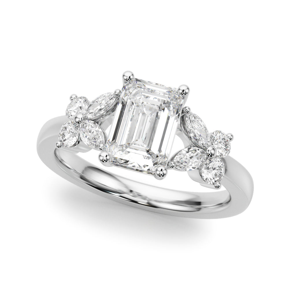 Emerald Cut Nature Inspired Lab Grown Diamond Engagement Ring - VS1 D/E/F | 14K & 18K Gold | 14K White Gold | Emerald Cut Lab Diamond | Picasso Gold & Diamond Chicago