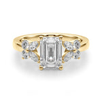 Emerald Cut Nature Inspired Lab Grown Diamond Engagement Ring - VS1 D/E/F | 14K & 18K Gold | 14K Yellow Gold | Emerald Cut Lab Diamond | Picasso Gold & Diamond Chicago