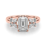 Emerald Cut Nature Inspired Lab Grown Diamond Engagement Ring - VS1 D/E/F | 14K & 18K Gold | 14K Yellow Gold | Emerald Cut Lab Diamond | Picasso Gold & Diamond Chicago