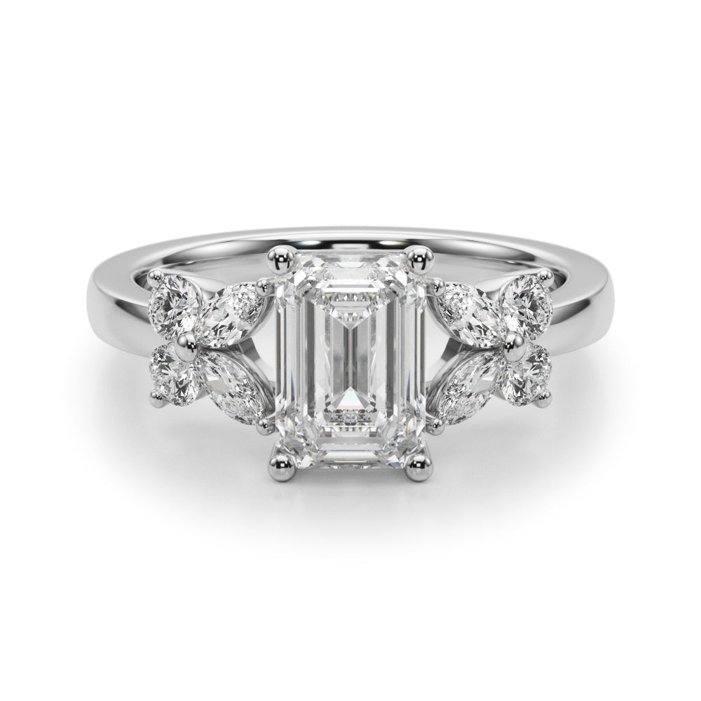 Emerald Cut Nature Inspired Lab Grown Diamond Engagement Ring - VS1 D/E/F | 14K & 18K Gold | 14K Rose Gold | Emerald Cut Lab Diamond | Picasso Gold & Diamond Chicago