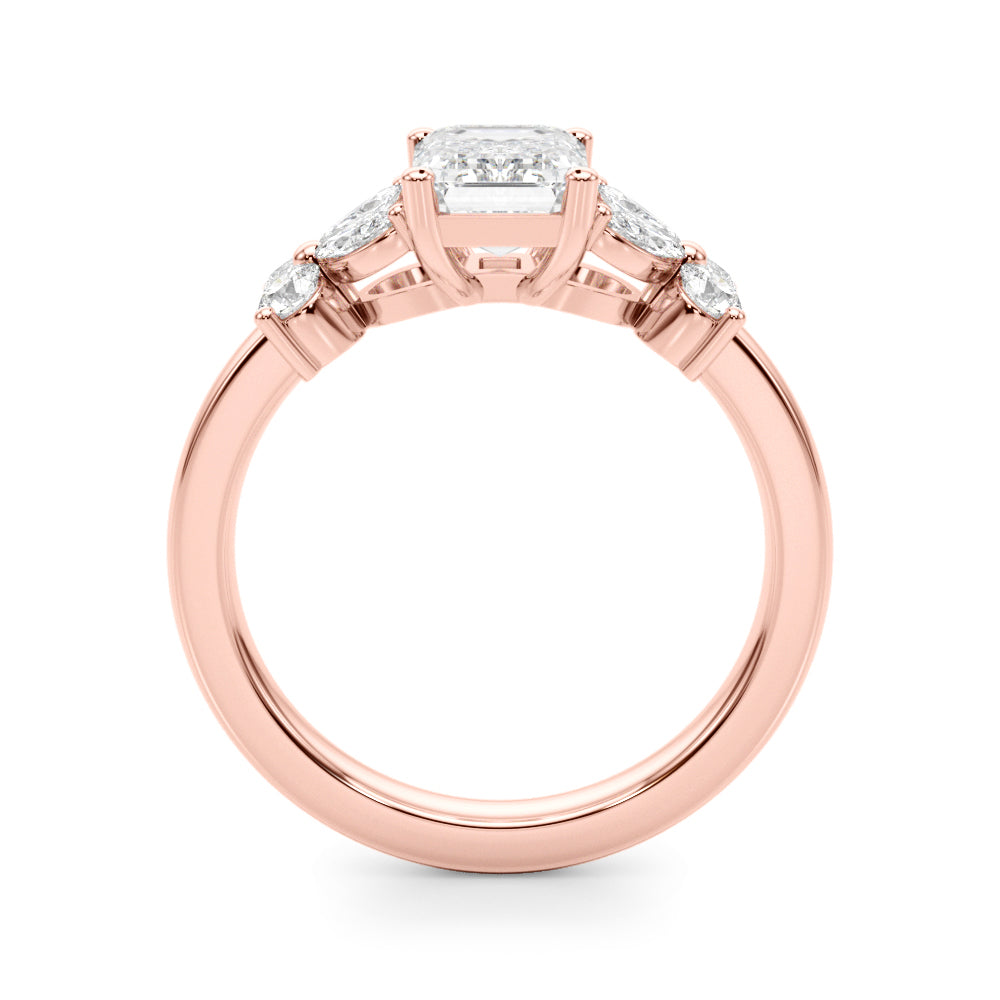 Emerald Cut Nature Inspired Lab Grown Diamond Engagement Ring - VS1 D/E/F | 14K & 18K Gold | 14K Rose Gold | Emerald Cut Lab Diamond | Picasso Gold & Diamond Chicago