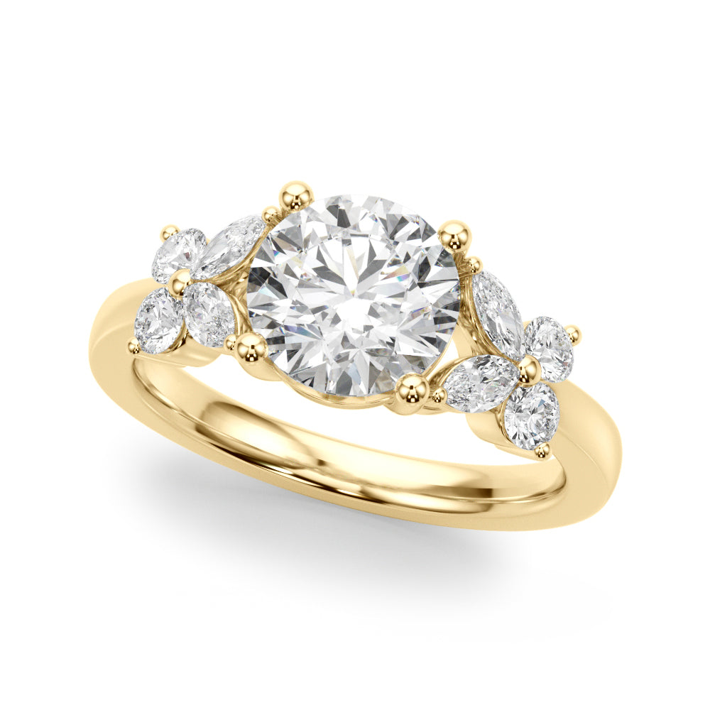 Round Nature Inspired Lab Grown Diamond Engagement Ring - VS1 D/E/F | 14K & 18K Gold | 14K White Gold | Round Lab Diamond | Picasso Gold & Diamond Chicago