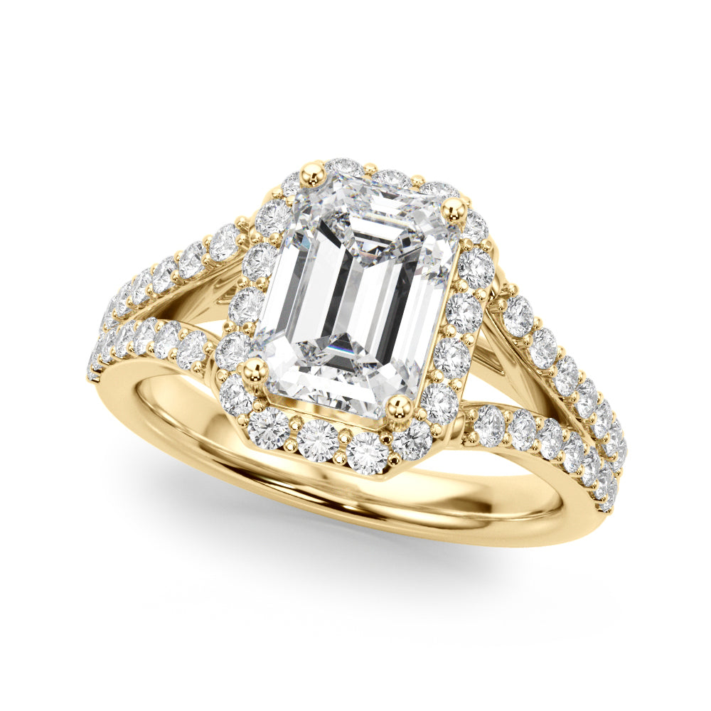 Emerald Cut Halo Lab Grown Diamond Engagement Ring - VS1 D/E/F | 14K & 18K Gold | 14K White Gold | Emerald Cut Lab Diamond | Picasso Gold & Diamond Chicago