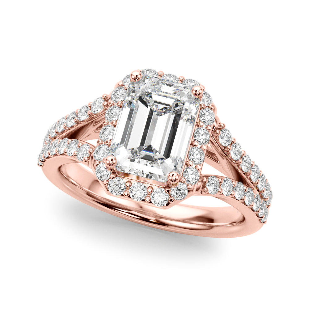 Emerald Cut Halo Lab Grown Diamond Engagement Ring - VS1 D/E/F | 14K & 18K Gold | 14K White Gold | Emerald Cut Lab Diamond | Picasso Gold & Diamond Chicago