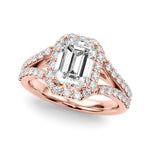 Emerald Cut Halo Lab Grown Diamond Engagement Ring - VS1 D/E/F | 14K & 18K Gold | 14K White Gold | Emerald Cut Lab Diamond | Picasso Gold & Diamond Chicago