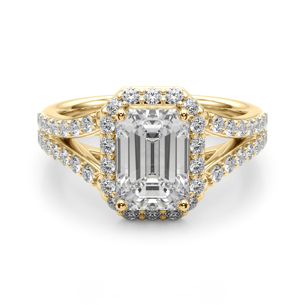 Emerald Cut Halo Lab Grown Diamond Engagement Ring - VS1 D/E/F | 14K & 18K Gold | 14K White Gold | Emerald Cut Lab Diamond | Picasso Gold & Diamond Chicago