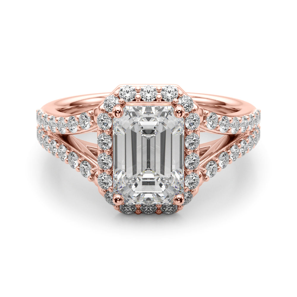 Emerald Cut Halo Lab Grown Diamond Engagement Ring - VS1 D/E/F | 14K & 18K Gold | 14K Yellow Gold | Emerald Cut Lab Diamond | Picasso Gold & Diamond Chicago