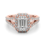 Emerald Cut Halo Lab Grown Diamond Engagement Ring - VS1 D/E/F | 14K & 18K Gold | 14K Yellow Gold | Emerald Cut Lab Diamond | Picasso Gold & Diamond Chicago