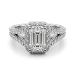 Emerald Cut Halo Lab Grown Diamond Engagement Ring - VS1 D/E/F | 14K & 18K Gold | 14K Yellow Gold | Emerald Cut Lab Diamond | Picasso Gold & Diamond Chicago