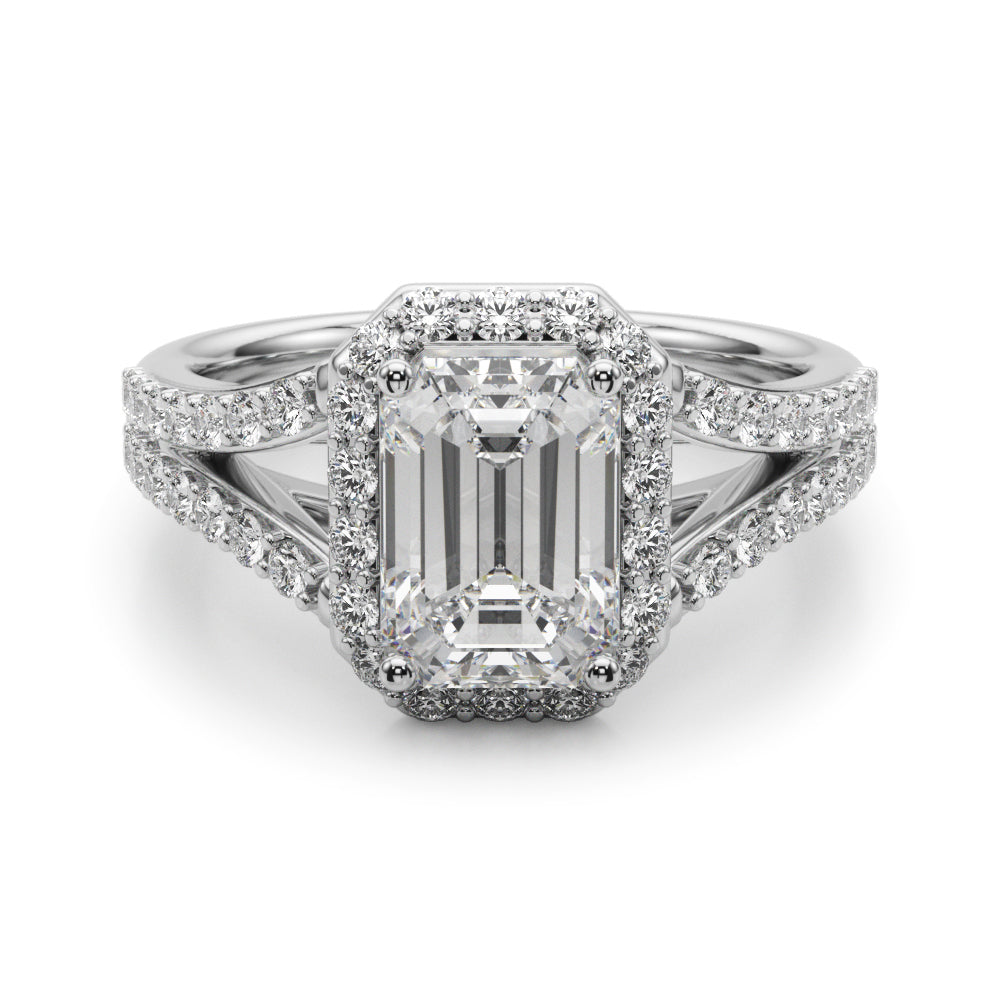 Emerald Cut Halo Lab Grown Diamond Engagement Ring - VS1 D/E/F | 14K & 18K Gold | 14K Yellow Gold | Emerald Cut Lab Diamond | Picasso Gold & Diamond Chicago